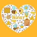 Honey bee icons heart shape vector design Royalty Free Stock Photo